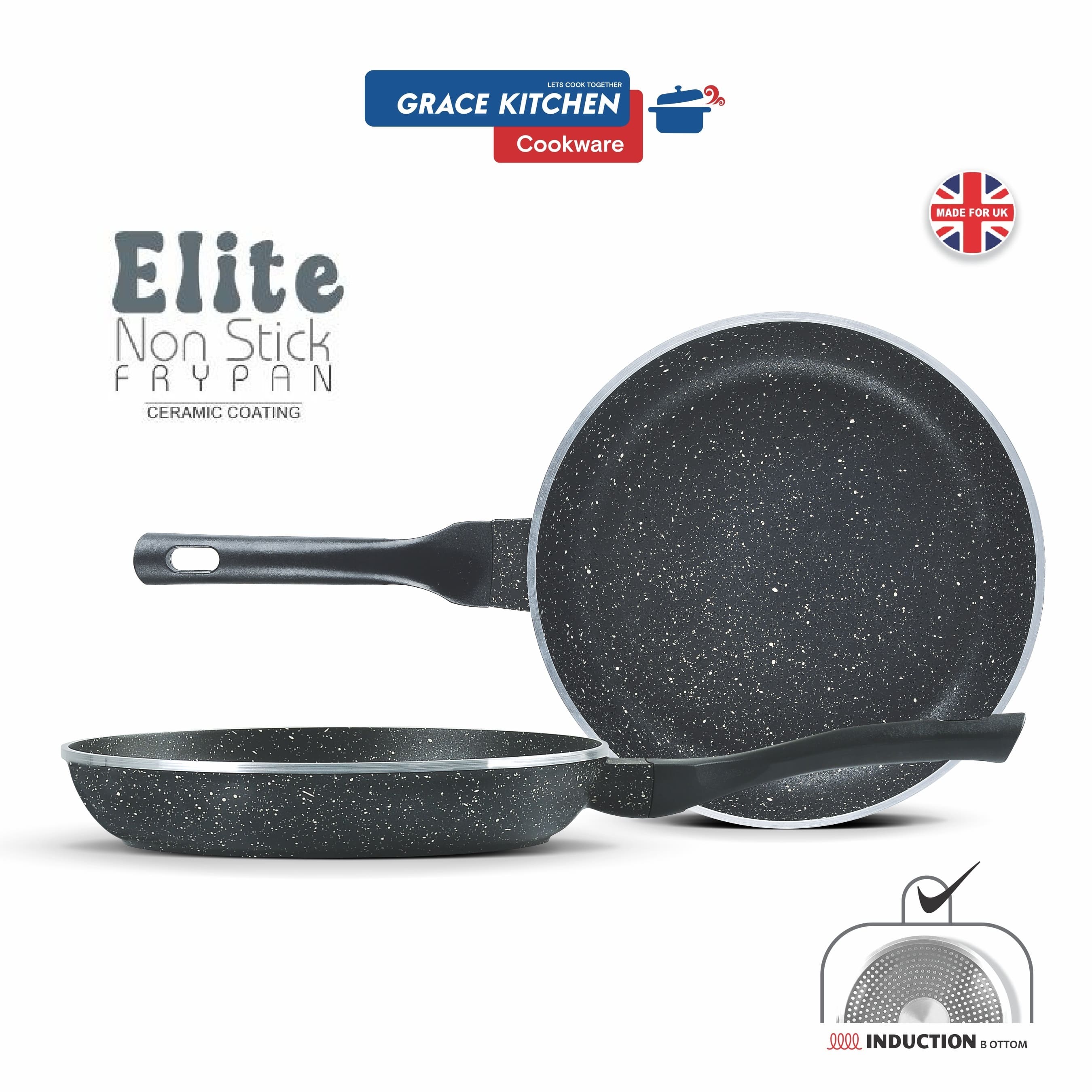 GRACE Forged Marble Die-Cast Frying Pan With Bakelite Handle 20CM (INDUCTION)
